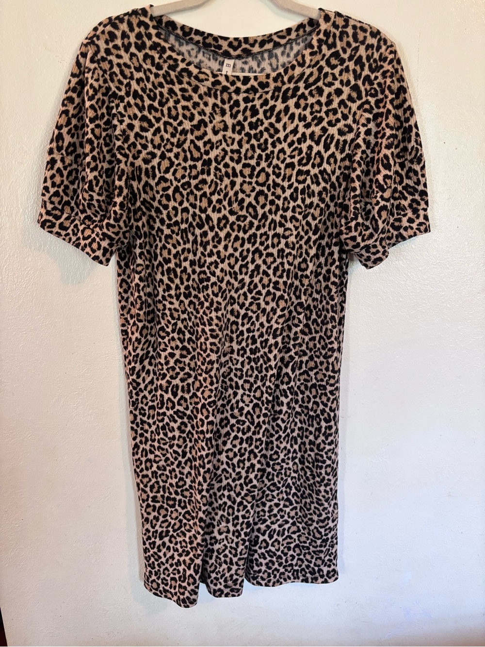 mts Leopard Print Mini Dress in Beige and Black